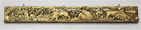 A long Chinese giltwood double-sided panel, 19th / 20th century, 214cm